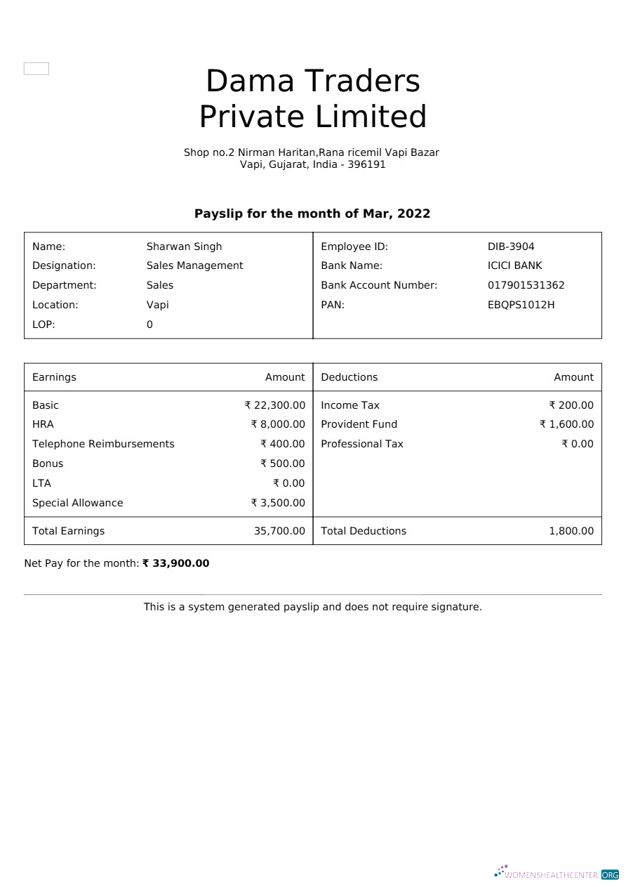 Download Dama Traders payslip template in Word and PDF formats.pdf, 1 Photoshop template